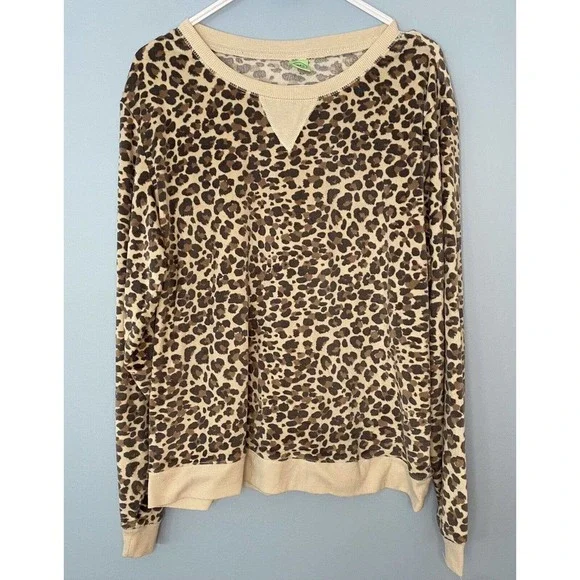 Honeydew Women Velour Lounge Pajama Top Leopard Print Super Soft Comfy Size XL - Picture 1 of 3